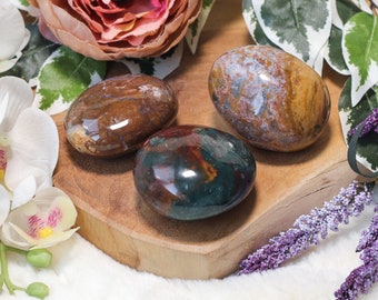Jaspe oceánico XL Piedra de abrazo Piedra de mano gigante Piedra de palma Piedra grande Piedra preciosa pulida Cristal Comprar Decoración Efecto Significado Grande