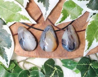 Colgante de collar de ágata dendrita - Joyería de piedra perforada - Colgante de gota de cristal para la salud - Gemstone Nature • Connections