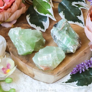 Raw Green Calcite Crystal / Yellow Rough Natural Stone Lump Decoration Interior Sculpture / Mini Chunk Nugget Gemstone Geode Druzy Cluster