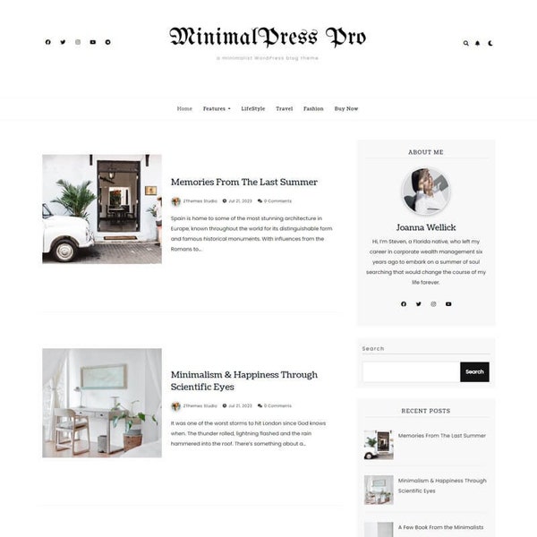 NEW!!! WordPress Theme - Minimal WordPress Blog Theme - Feminine WordPress Theme - "MinimalPress" Instant Digital Download