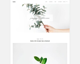 SARA - A Minimal Blog Theme -Wordpress template- Feminine wordpress theme - Responsive WordPress Theme - Fashion template