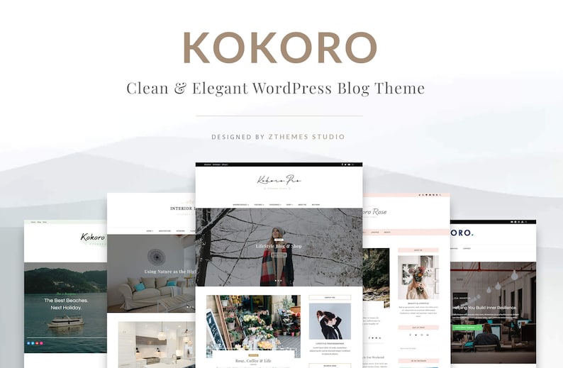 Kokoro A Beautiful Blog & Shop WordPress theme. Travel Lifestyle Photography Feminine Wordpress Theme Fashion WordPress Template imagem 1