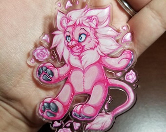 Pink Lion SU Acrilic Charm portachiavi e fascino
