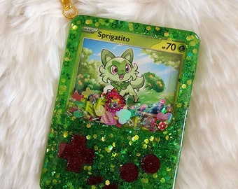 Portachiavi Pokemon Resin Shaker Charm Card Sprigatito