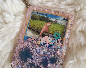 Portachiavi Pokemon Resin Shaker Charm Card Slowpoke