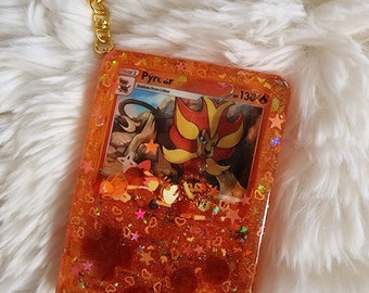 Portachiavi Pokemon Resin Shaker Charm Card Pyroar
