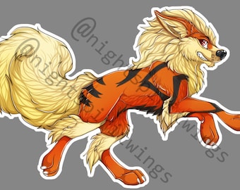 Arcanine Pokemon pelose vinile adesivo
