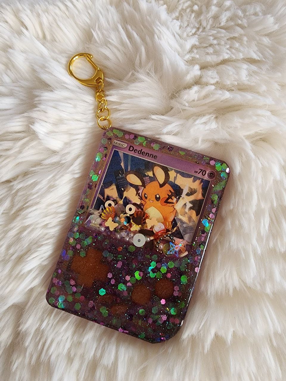 Pokemon Resin Shaker Charm keychain Card Dedenne Pokemon Resin Shaker Charm keychain Card Dedenne