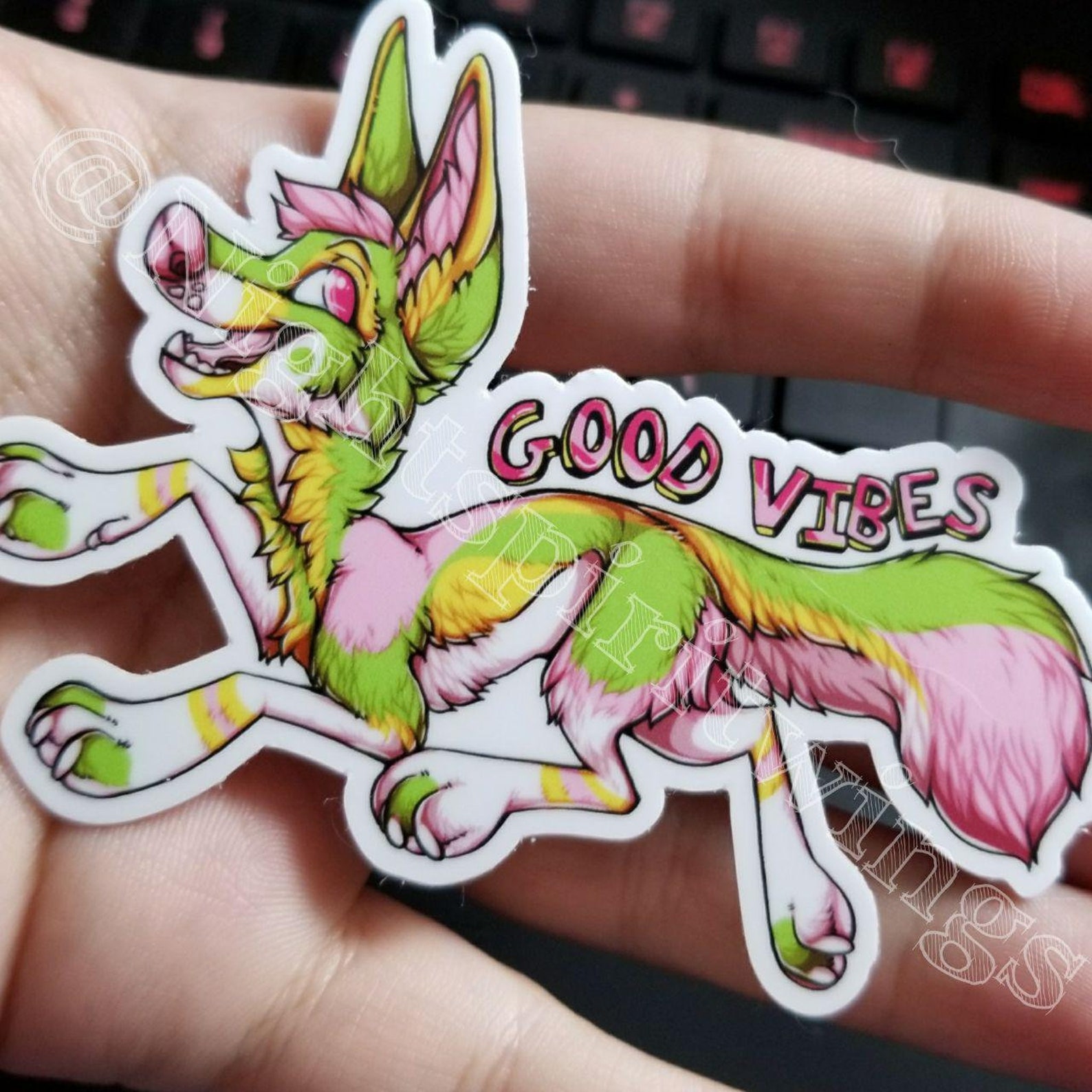 Good Vibes Dog Furry Vinyl Sticker Etsy Sweden