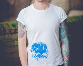 Mens Organic Cotton T-Shirt: Surf Skulls