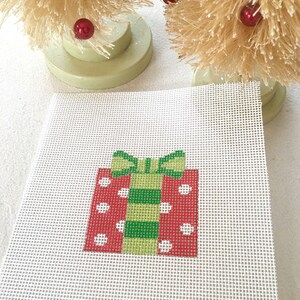 Lienzo de punto de aguja pintado a mano, regalo navideño, adorno navideño, tapiz fácil para principiantes