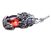 925 Sterling Silver Jewelry Pi Xiu Brave Troops Pendant For Women Inlaid Red Garnet Stone With Lucky Coin Hollow Design