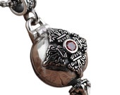Real 925 Sterling Silver Buddha Pendant Openable Six Words Carving Inlaid Red Zircon Vintage Antique Style Buddhist Jewelry
