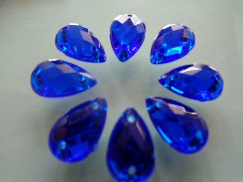 400pcs 8*13mm crystal Royalblue colour water drop shape Sew on Rhinestone Acryl stones strass Diamond Gemstone