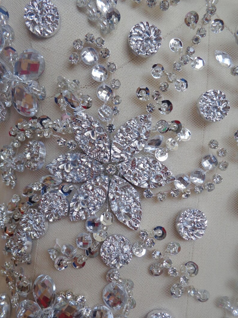 Handmade Crystal Patches Sew on Silver Rhinestones Applique Etsy