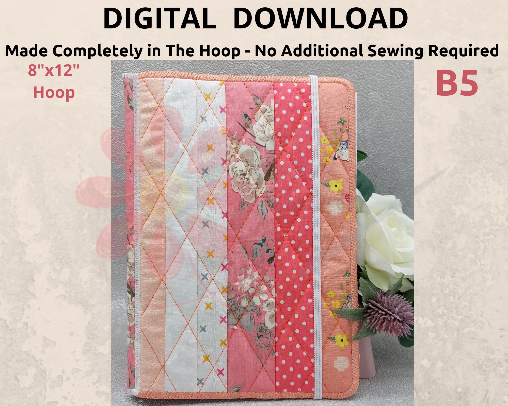ITH Composition Size Notebook Cover, Machine Embroidery File, 8x12, Embroidery Machine Book Cover, In The Hoop Designs, B5 In The Hoop Easy