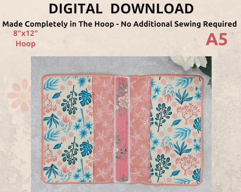 ITH Notebook Cover A5 Embroidery Machine Design in the Hoop Etsy