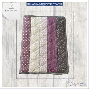 ITH Notebook Cover A5, Embroidery Machine Design, In The Hoop 8x12, Machine Embroidery Patterns, Scrap Buster ITH Design File Patchwork Book