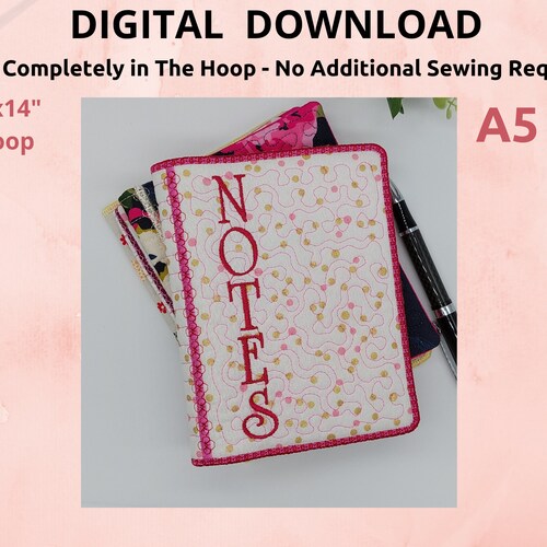 ITH A6 and A5 Set Notebook Cover Machine Embroidery File 8x12 Etsy