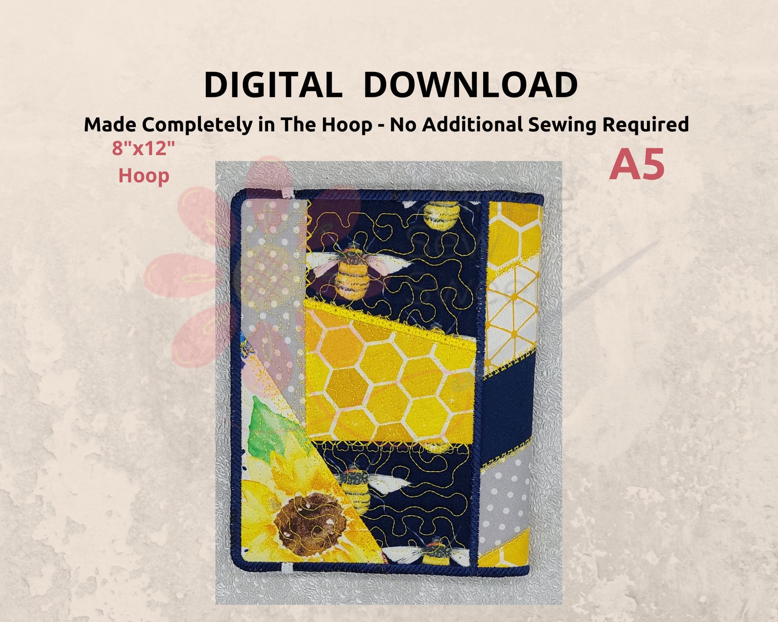 ITH Notebook Cover A5 Embroidery Machine Design in the Hoop Etsy