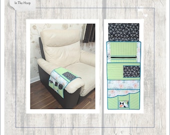 In the Hoop Armrest Caddy, ITH, Chair Tidy, Remote Holder, Machine Embroidery Design Files