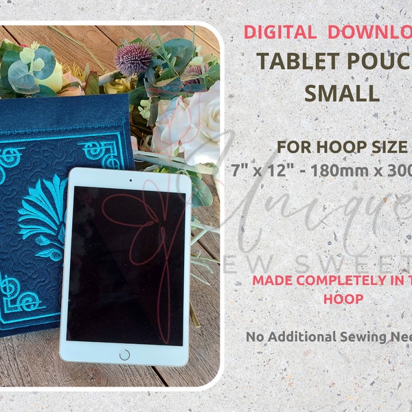 ITH Felt Case for Tablet, iPad, e Reader, Small Tablet Cover, ITH Embroidery Machine Designs, In The Hoop Pouch, Embroidered Digital Files