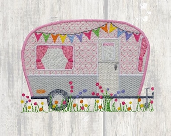 Sketch Caravan Machine Embroidery Design Set, Embroidery Machine, Embroidery Caravan, Caravanning Gifts, Camping Embroidery Pattern, Multi