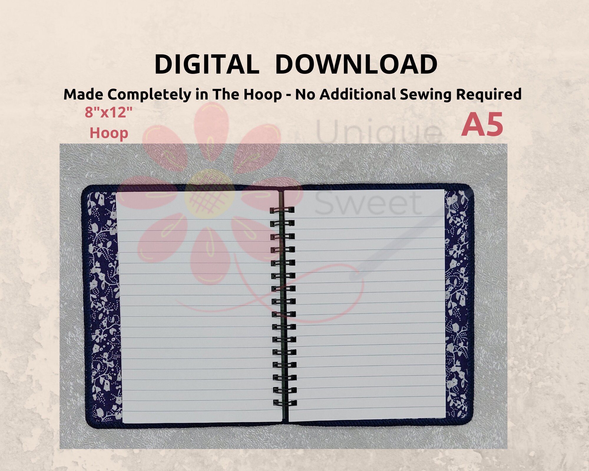 ITH Notebook Cover A5 Embroidery Machine Design in the Hoop Etsy