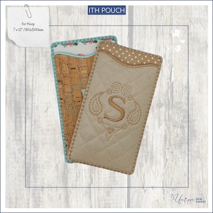 ITH Pouch for Phone, Monogrammed Sunglass Case for ITH Embroidery Machine Designs, In The Hoop Glasses Case, Phone Case Embroidered Files