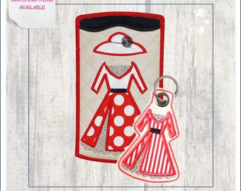 Capa de celular para óculos ITH, chaveiro com apliques para vestido, celular, bolsa, máquina de bordar, designs Scrap Buster, ITH, no bastidor, fácil, 5x7