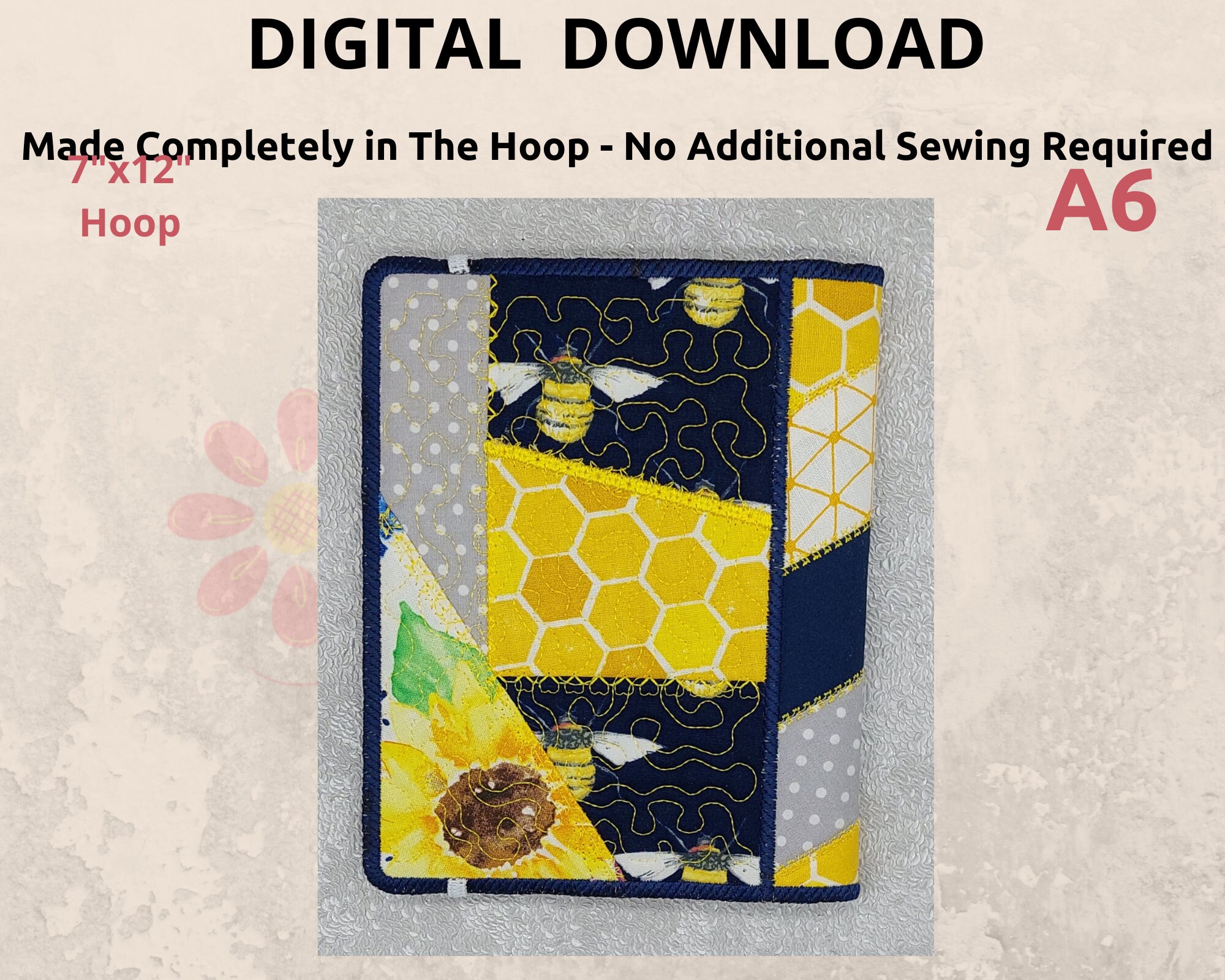 Notebook Cover A6 ITH Machine Embroidery Notebook Cover Etsy