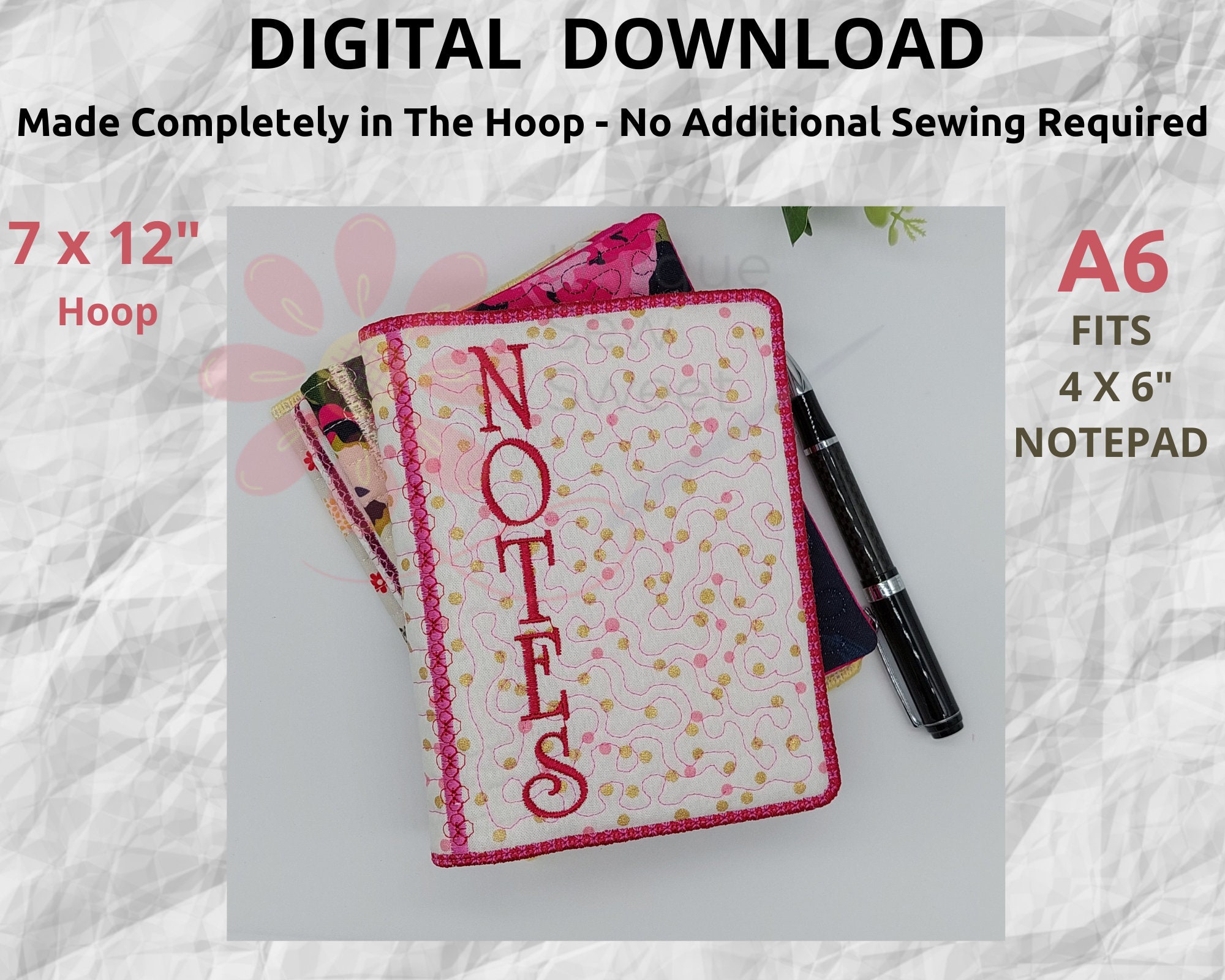 Notebook Cover A6 ITH Machine Embroidery Notebook Cover Etsy