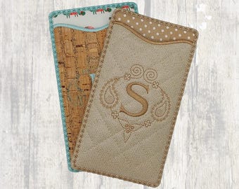 ITH Pouch for Phone, Monogrammed Sunglass Case for ITH Embroidery Machine Designs, In The Hoop Glasses Case, Phone Case Embroidered Files
