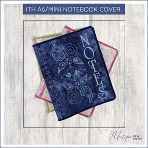 Notebook Cover A6 ITH, Machine Embroidery, Notebook Cover, Embroidery Machine Notes Book, In The Hoop Designs, In The Hoop Note book Cover