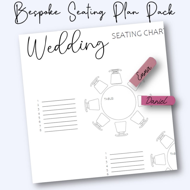 Bespoke Autocad Table Plan Seating Chart Pack Printed Wedding Guest Organiser & Planner Labels