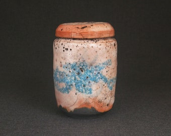 Raku ceramic tea pot. Handmade storage jar. Environmentally friendly handmade ceramics.