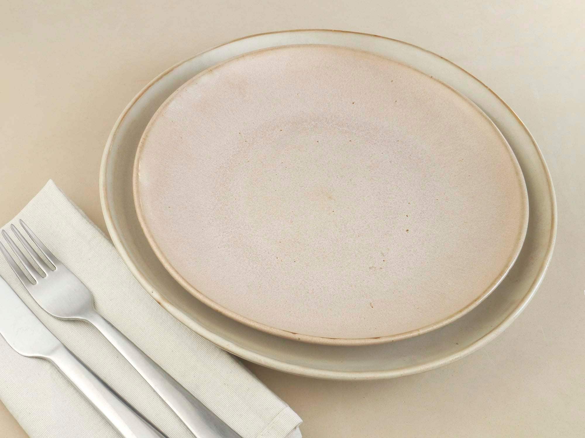 Set of two handmade plates, main dish and salads/desert. Handmade pottery