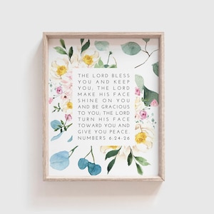 Nombres 6:24-26 | Que le Seigneur vous bénisse et vous garde ; que le Seigneur fasse briller son visage sur vous... | Téléchargement instantané | 8 x 10 | Art mural biblique