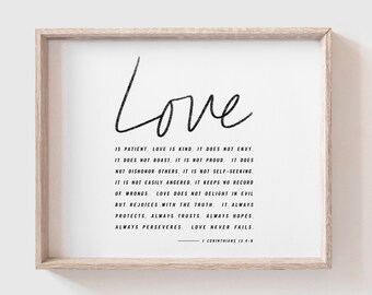 Love is patient, love is kind | 1 Corinthians 13:4-8 | Instant Download | 10 x 8 | Modern Scripture Decor | Bible Verse Wall Art | NIV