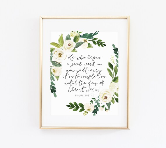 Philippians 1 6 Niv He Who Began A Good Work In You Etsy
