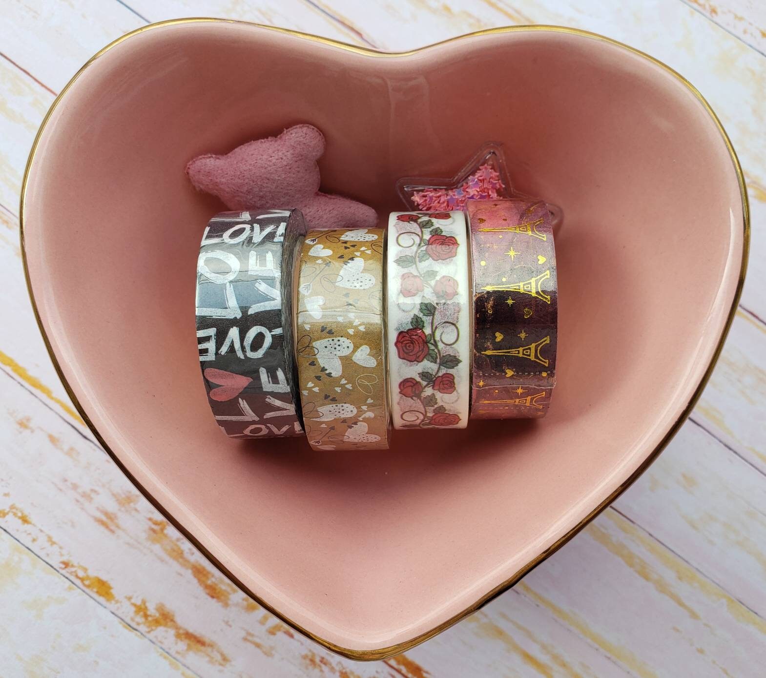 STOBOK 10 Rolls Valentine's Washi Tape Red Masking Tape Craft Tape  Valentine Washi Tape Bridal Shower Party Decorations Cassette Tape Glue  Tape Gift