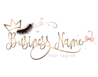 Eyelash Business Logo Lashes Logo Glitter Lash Logo Bling Etsy