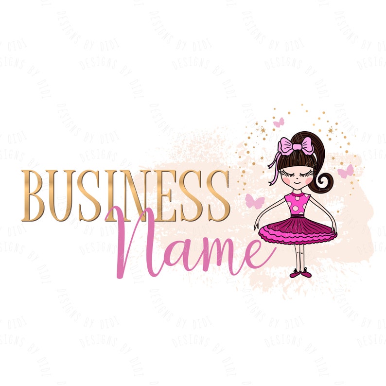 Custom Logo Design pink Gold Tutu Girl Logo Cute Girl - Etsy