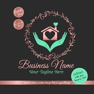 Home care logo, hands heart roof house heart logo, Nurse staffing agency logo, Elderly healthcare modern logo, elegant senior care logo