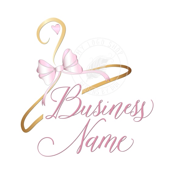 Pink Gold Hanger Bow Logo Design Clothes Hanger Logo Etsy