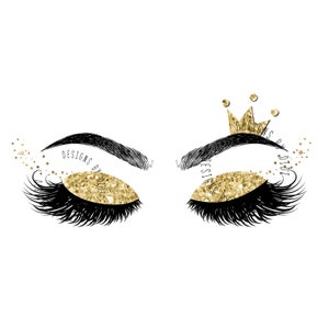 gold lashes png, Instant Download, glitter lashes, crown clipart, lashes png, Gold foil Lash Clipart, instant download makeup beauty