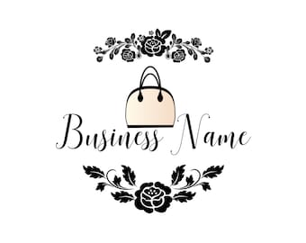 Bag purse logo, fashion bag logo design, boutique logo, purse watermark  logo design, purse roses flowers logo design, branding package