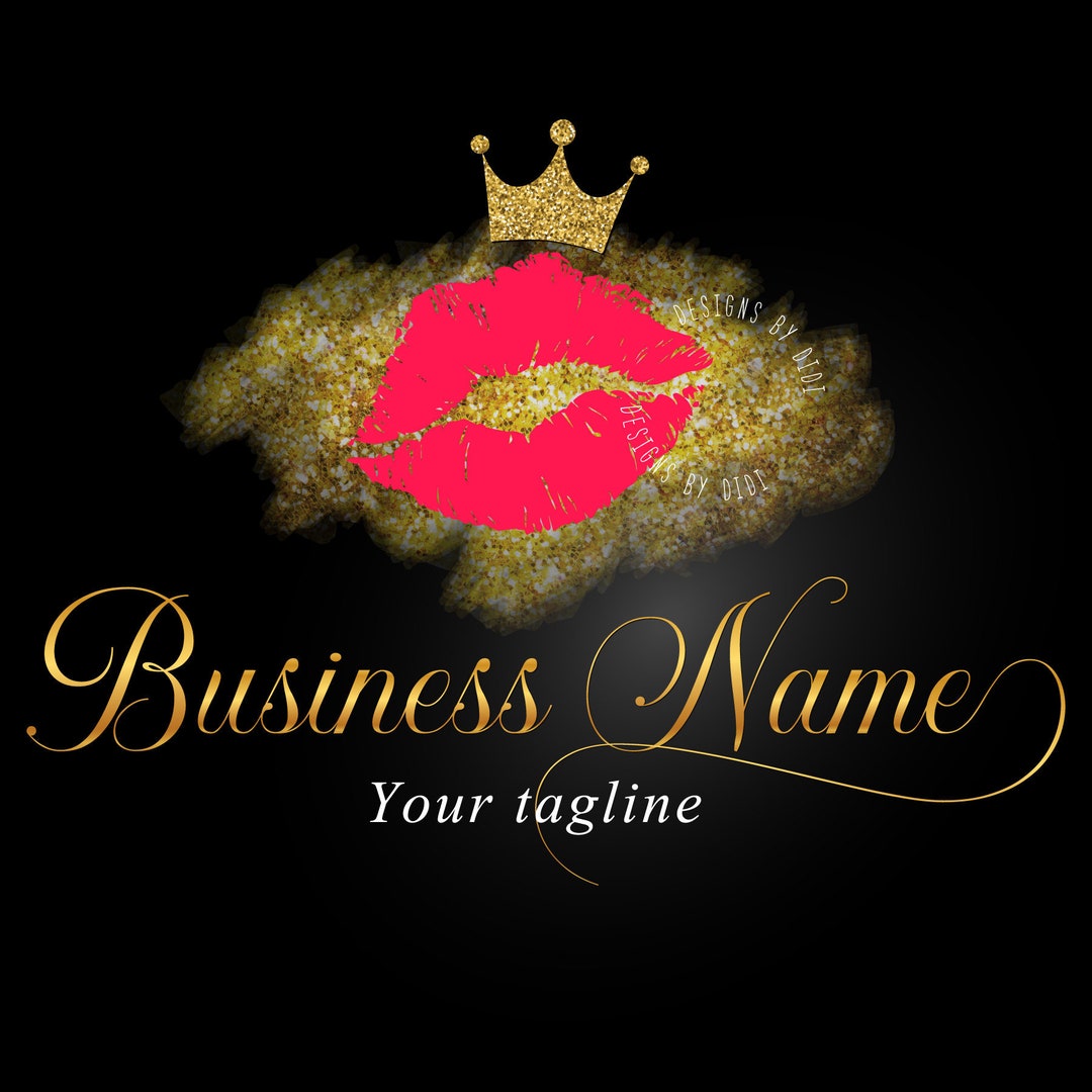 Lips Logo, Crown Lip Gloss Logo, Beauty Logo, Lipstick Logo, Glitter