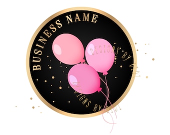 Party Balloons Logo Design: Premade Event Planner Branding (Digital Files)