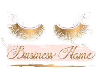 Aangepaste logo, roze goud wimpers logo, wimper logo, cosmetica logo, goud zwarte wimpers logo, wimpers oog logo, goud wimpers logo roze